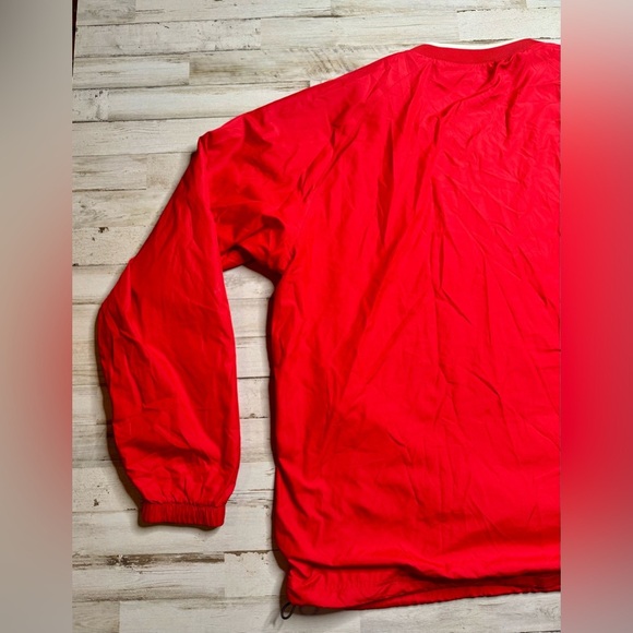 Under Armour Red White VNeck Lined Poly Windbreaker Pullover Drawstring Men 2XL - Picture 10 of 10